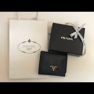 NWT Brand New, Prada Leather TriFold Wallet Black